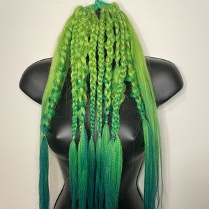 Green/Teal Rave Braids - Edm - Music Festival Hair - Basshead - Bonnaroo - PLUR